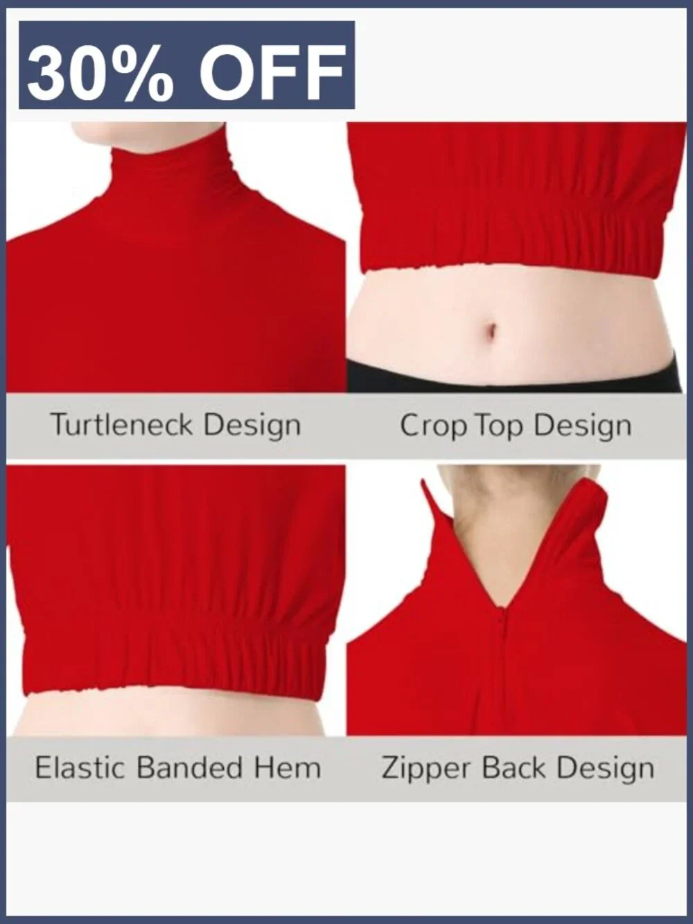 Girls Turtleneck Long Sleeve Crop Top Back Zipper Dance Cheer